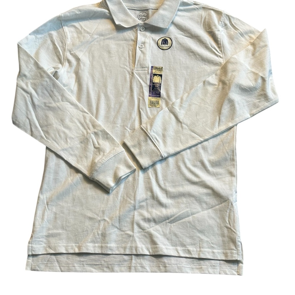 Faded Glory Boy’s Cream Long Sleeve Polo Shirt